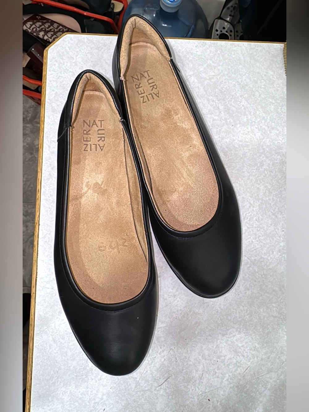 Naturalizer Black Round-Toe Slip-On Flats